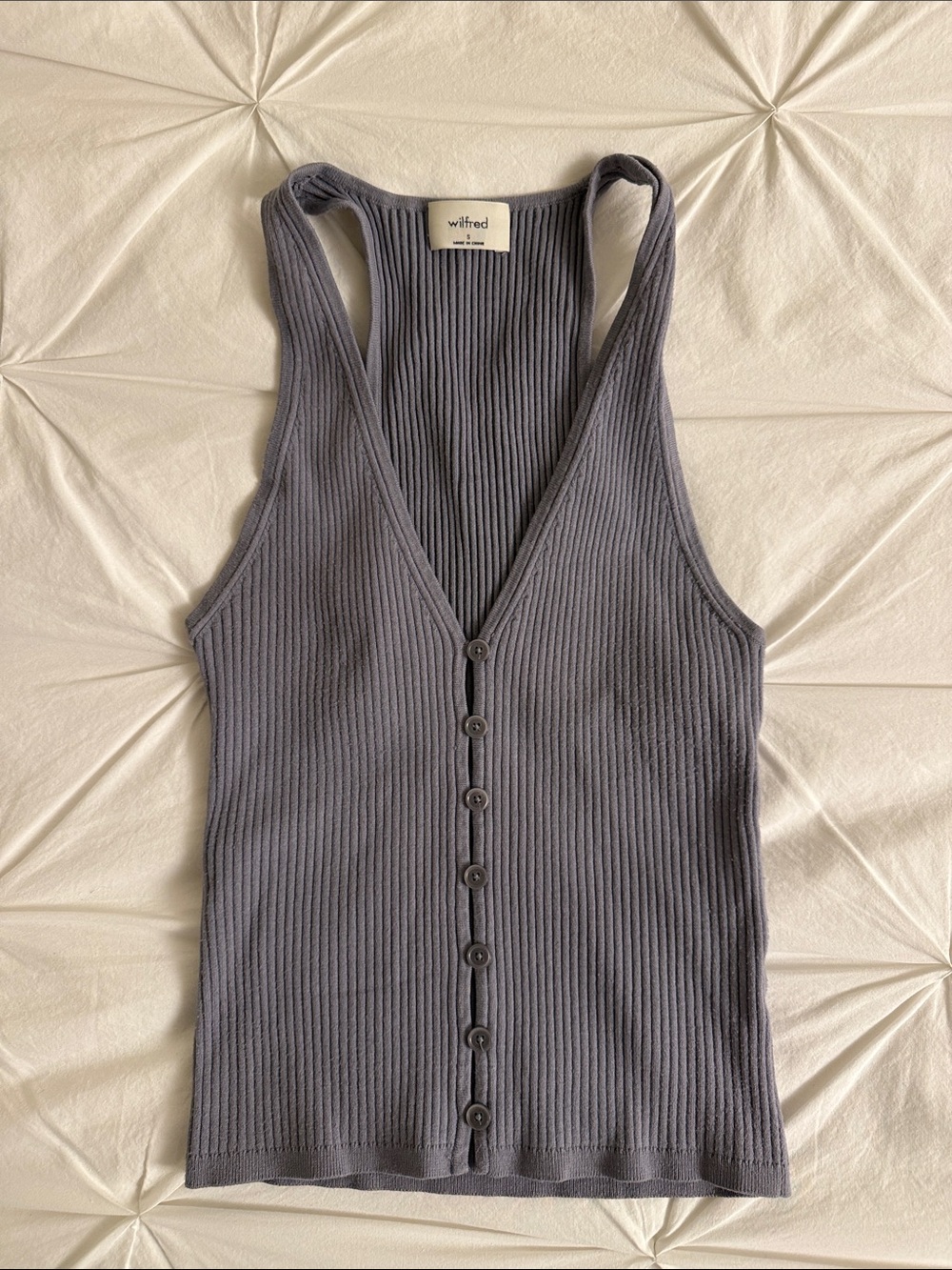 Wilfred Ribbed Button-Down Tank Top in Charcoal